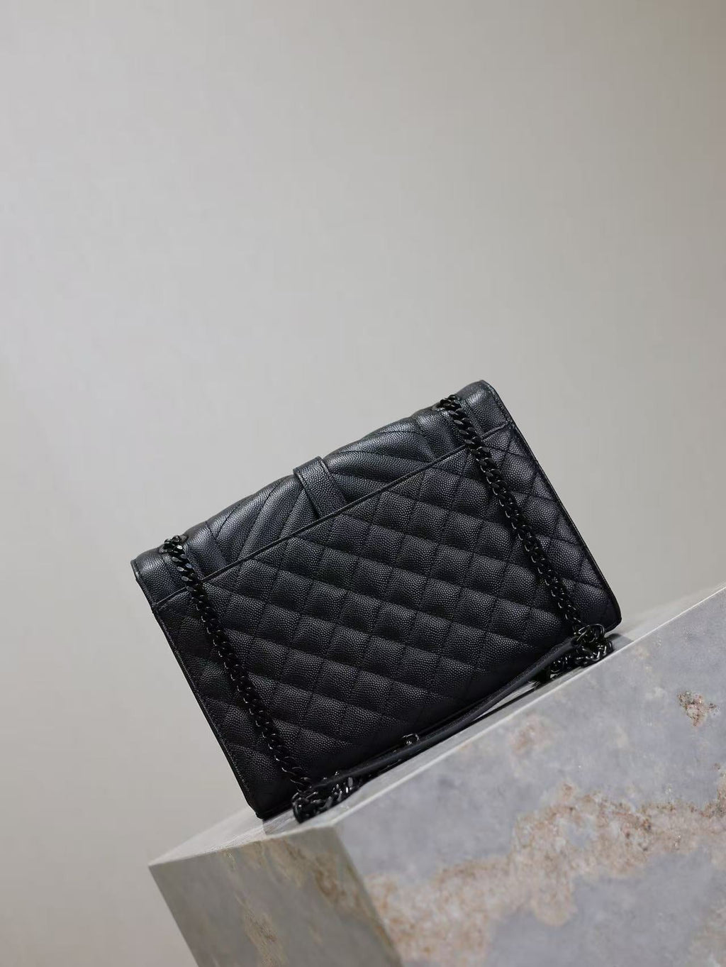 Y*S*L Envelope Chain Large Bag 24cm Black Cowhide