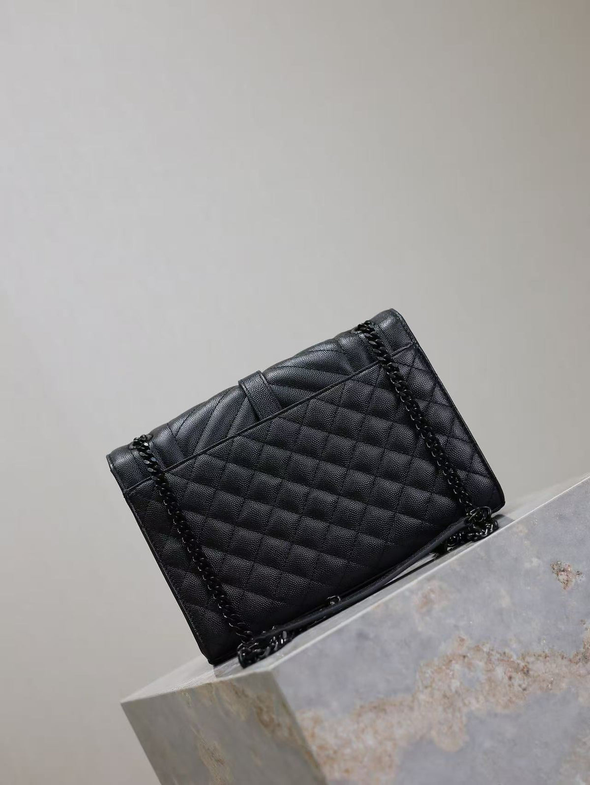 Y*S*L Envelope Chain Large Bag 24cm Black Cowhide