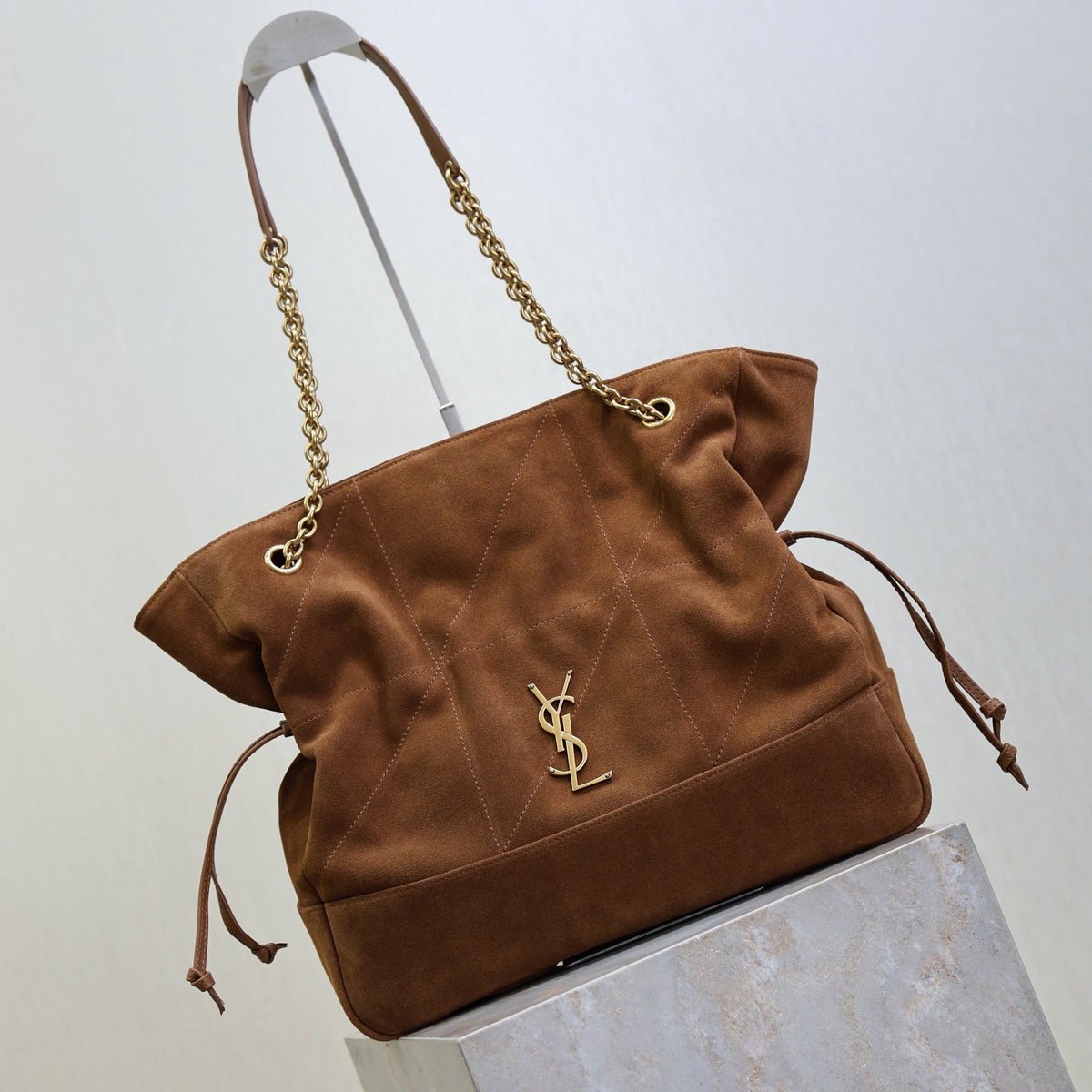 Y*S*L Large 35cm Caramel Suede Bucket Bag
