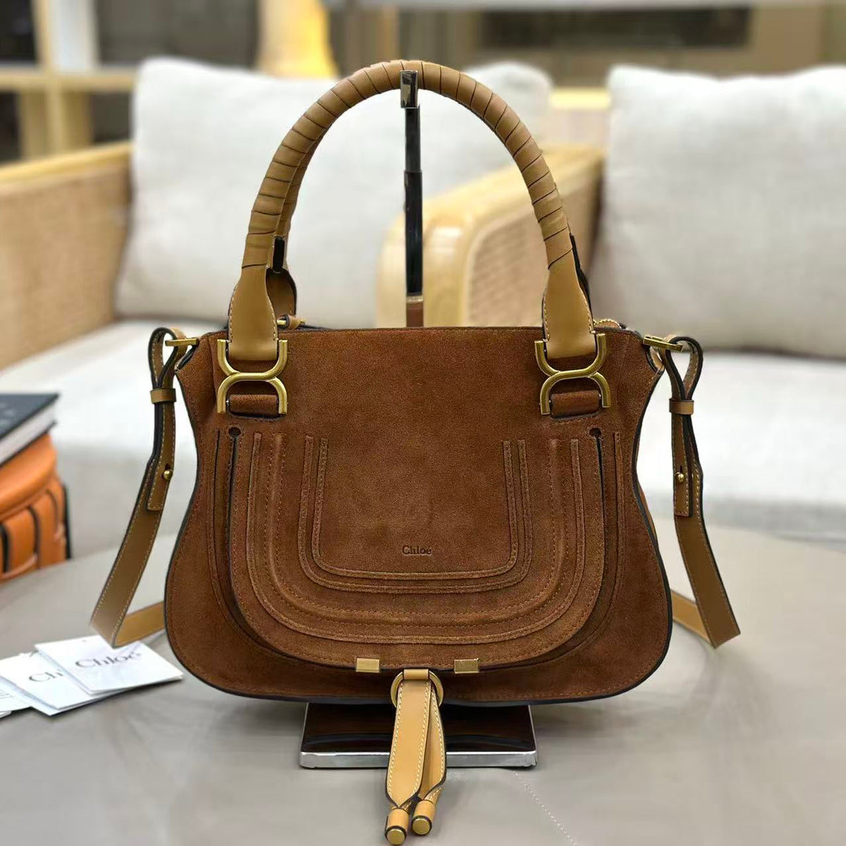 Chl*e Marcie Bag 30cm Brown Suede