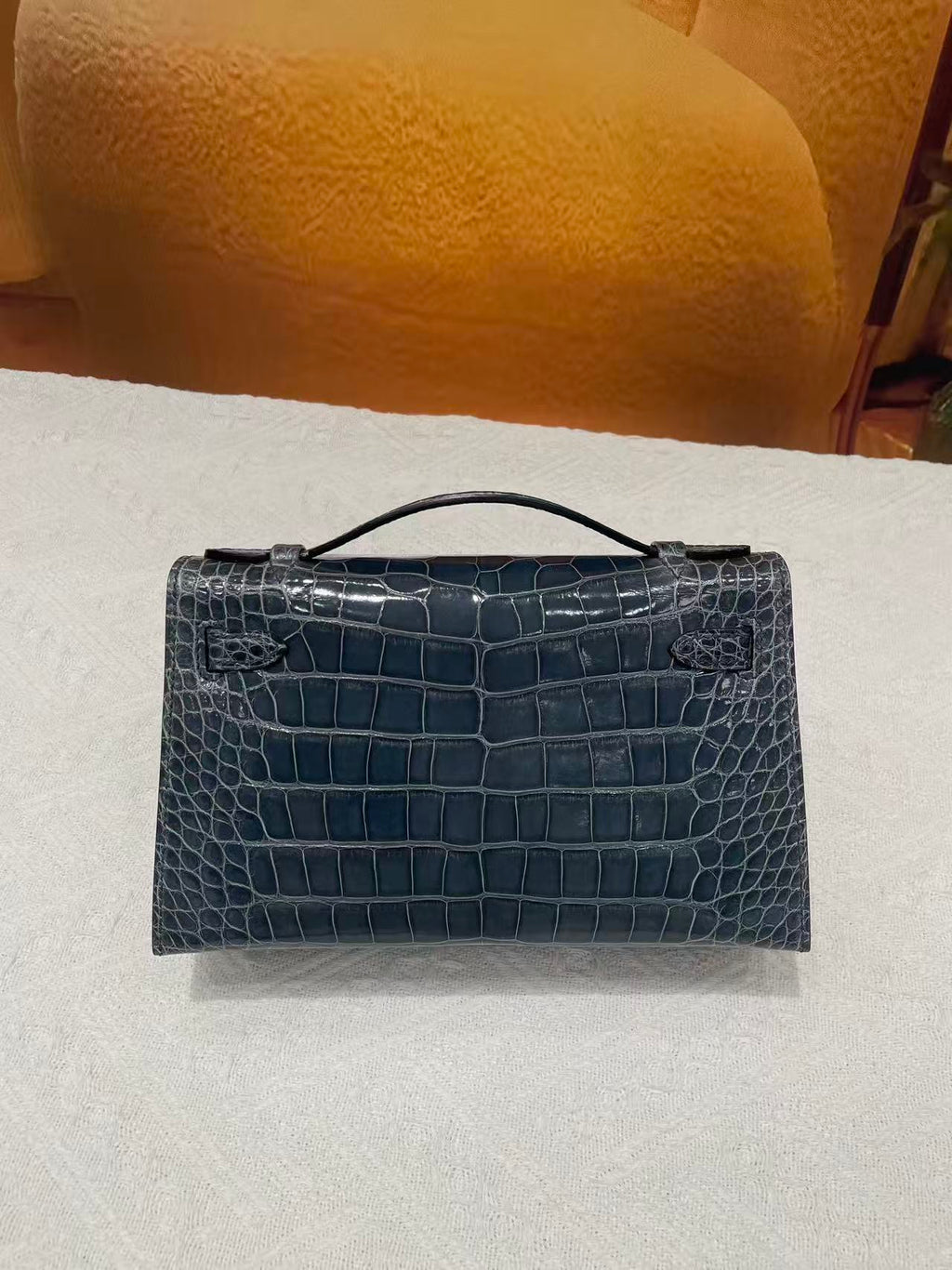 H*M Kelly 22cm Dark Blue-Gray Patent Corocodile (Production needs 12 days to complete)