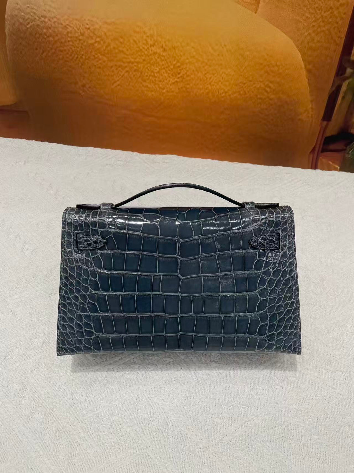 H*M Kelly 22cm Dark Blue-Gray Patent Corocodile (Production needs 12 days to complete)