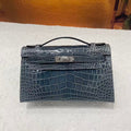H*M Kelly 22cm Dark Blue-Gray Patent Corocodile (Production needs 12 days to complete)