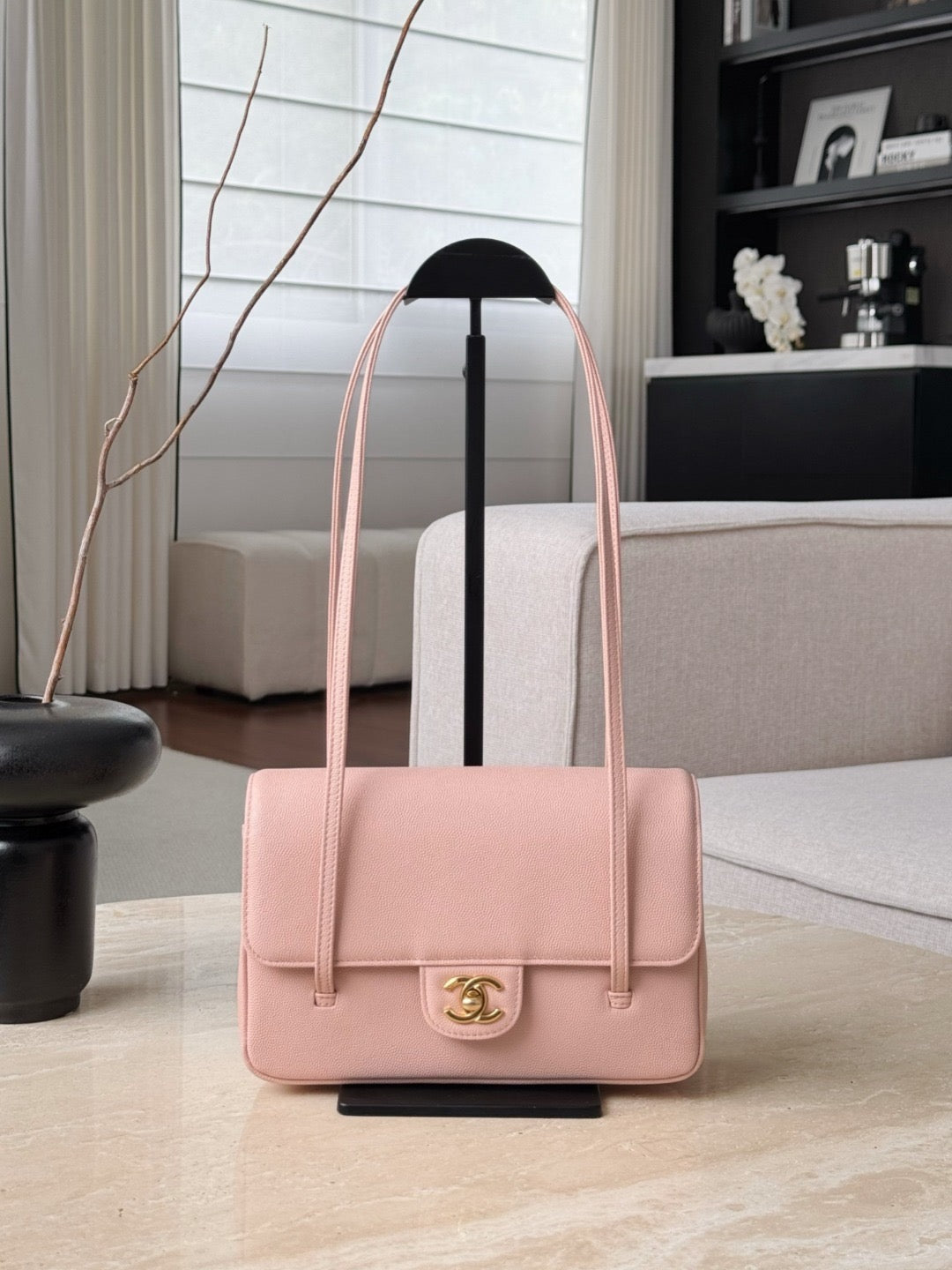 Ch*nel 26 Shoulder Bag 17 Pink Sheepskin Leather