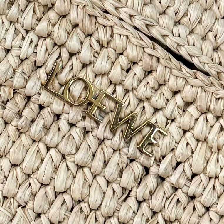 L*E 31 Medium Puzzle Fold Tote Beige in Raffia