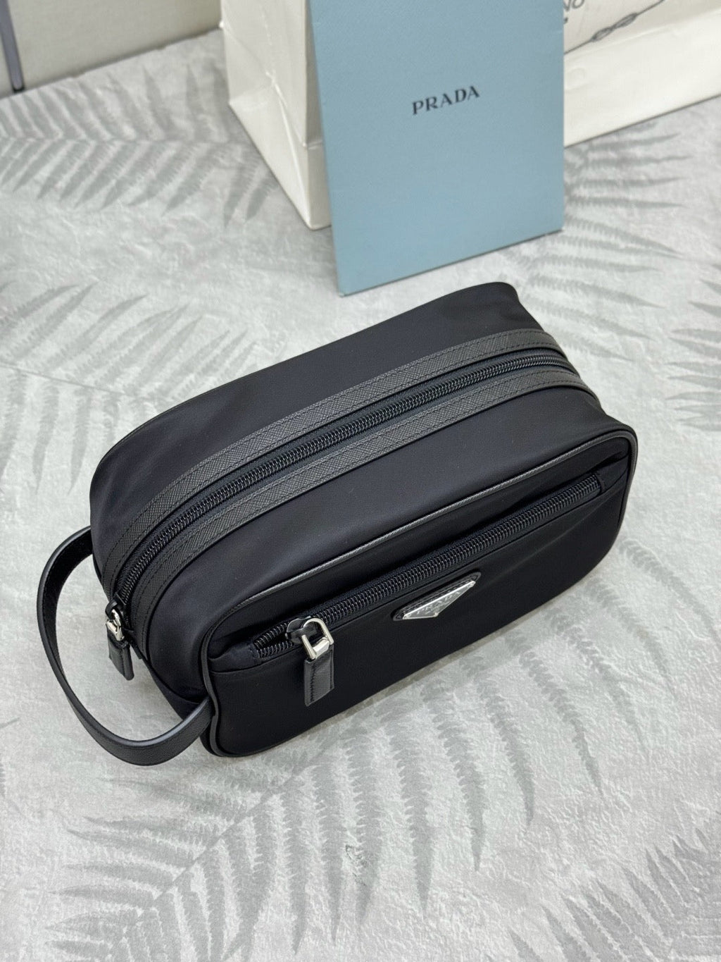Pr*da Re-Edition Handbag 22cm Black Re-Nylon& Saffiano Leather
