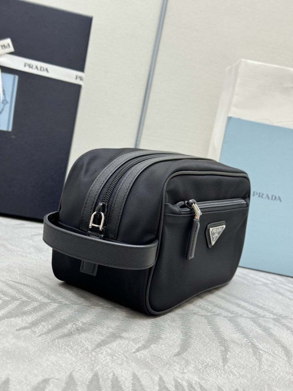 Pr*da Re-Edition Handbag 22cm Black Re-Nylon& Saffiano Leather