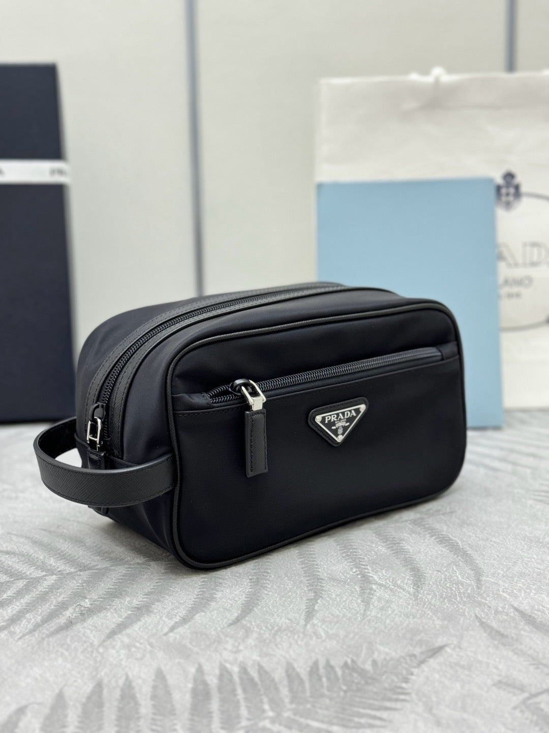 Pr*da Re-Edition Handbag 22cm Black Re-Nylon& Saffiano Leather