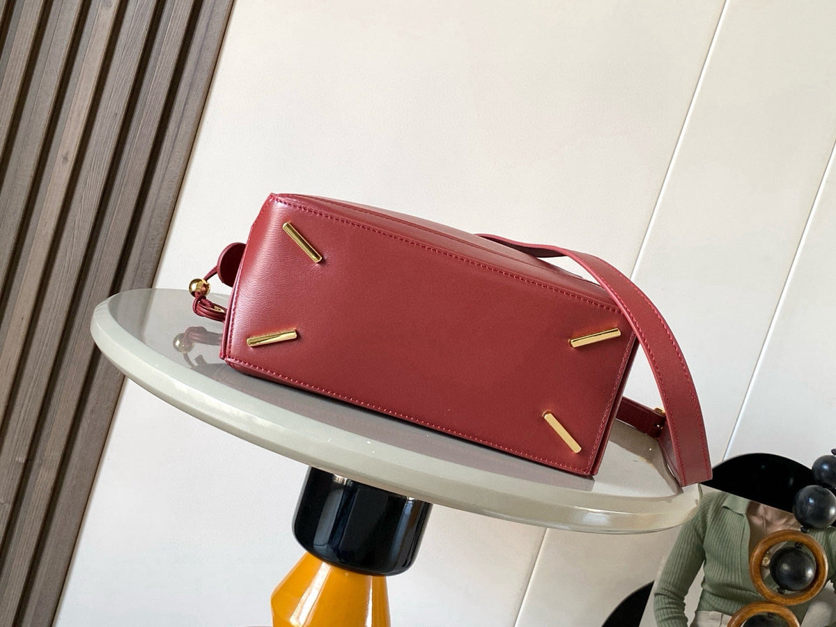 L*E Featherlight Puzzle Bag 24cm In Burgundy Nappa Calfskin