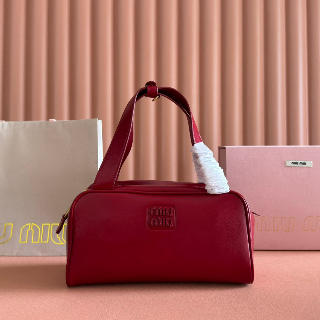 M*u Medium Top-Handle Bag 28cm Red Cowhide