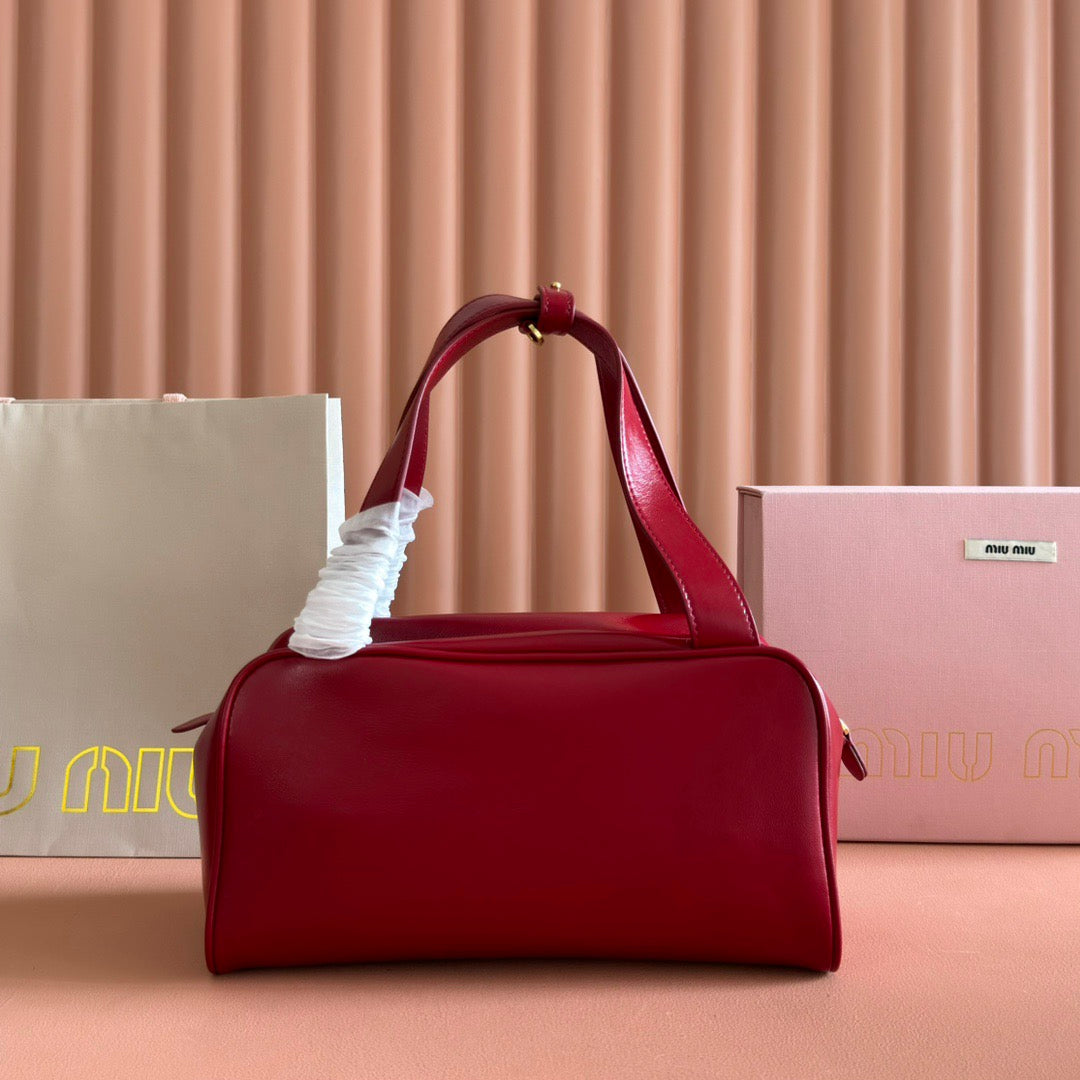 M*u Medium Top-Handle Bag 28cm Red Cowhide