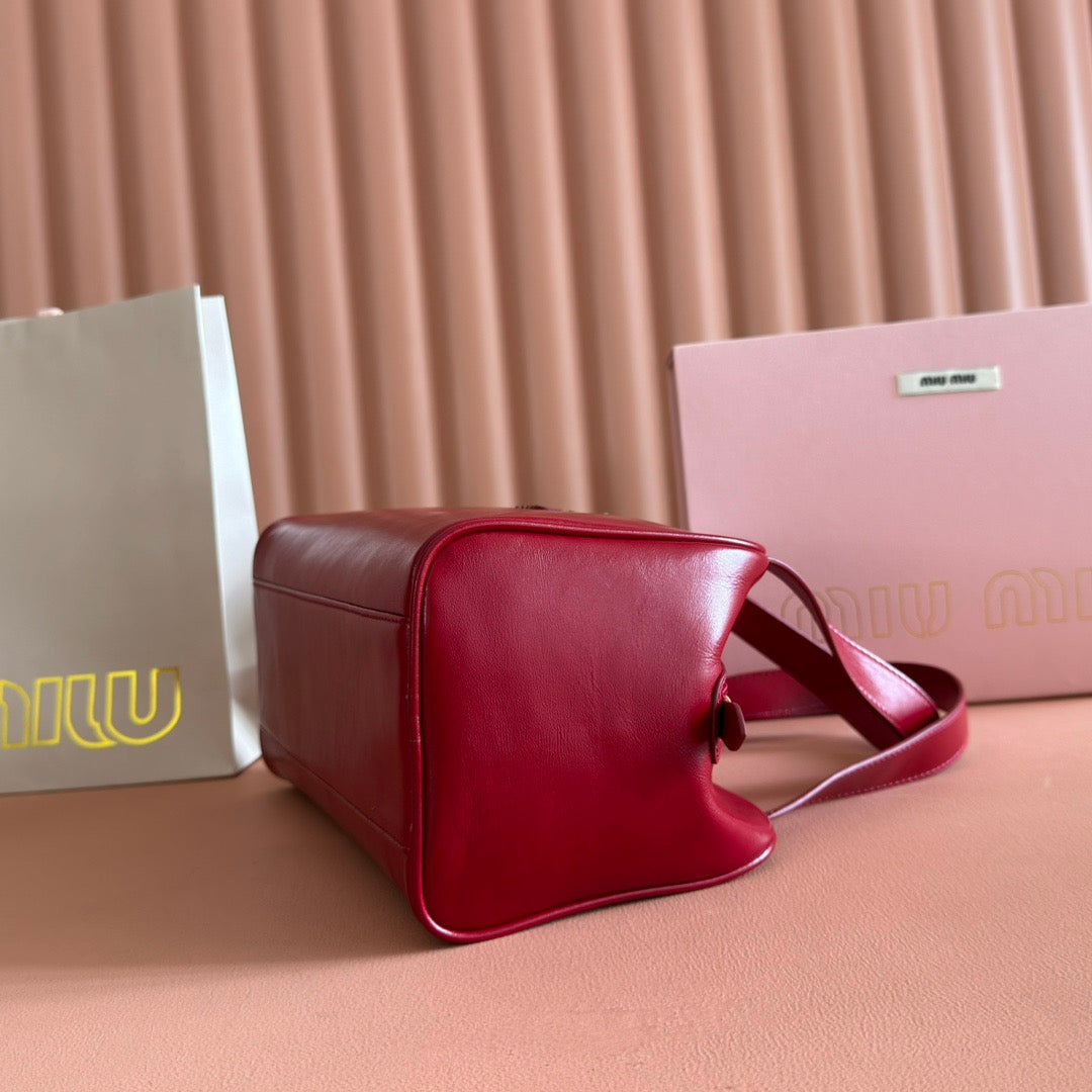 M*u Medium Top-Handle Bag 28cm Red Cowhide