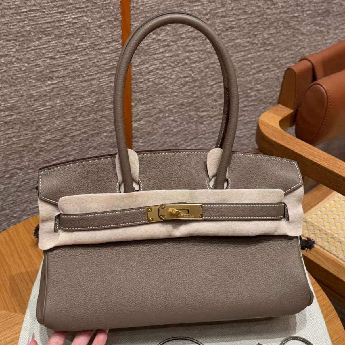 H*M Shoulder Birkin 29 Brown Togo Leather with Gold Hardware