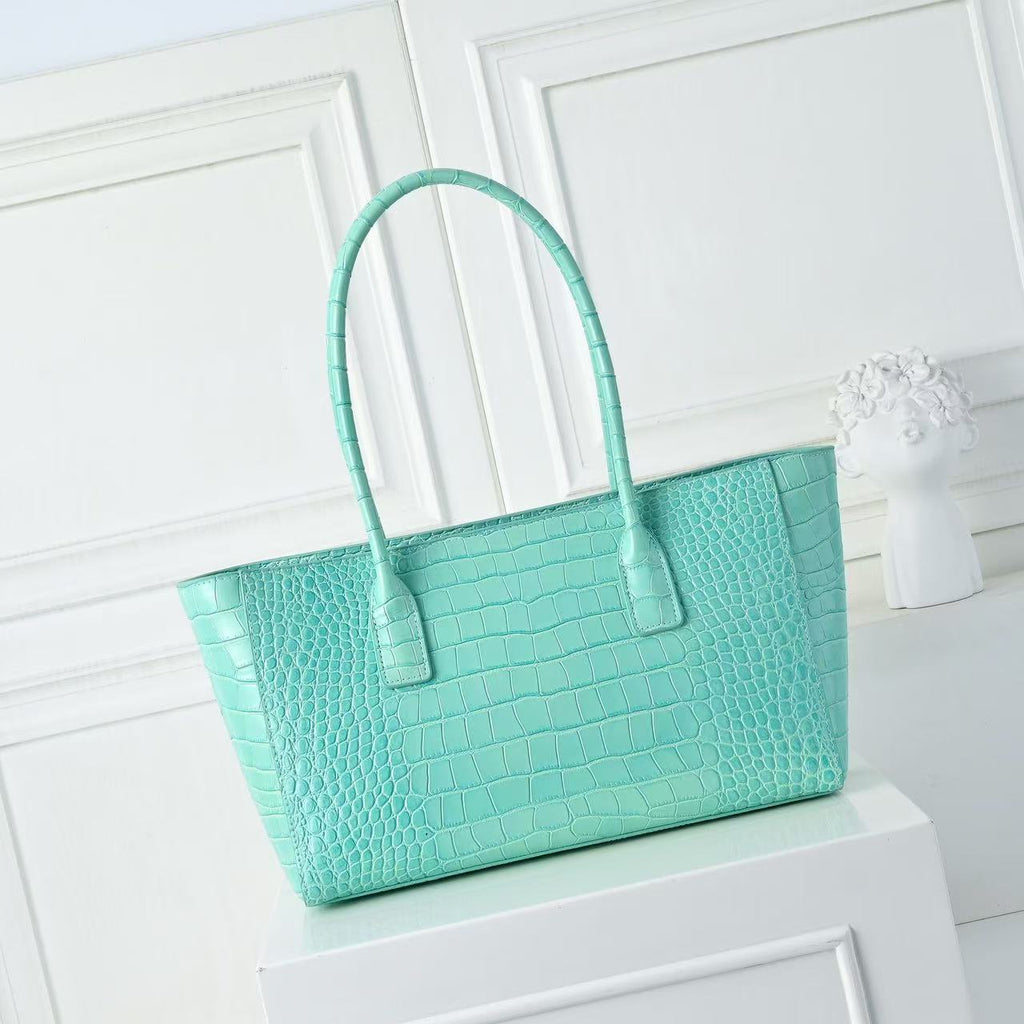 C*C 2026 Shopping Bag Crocodile Embossed Calfskin