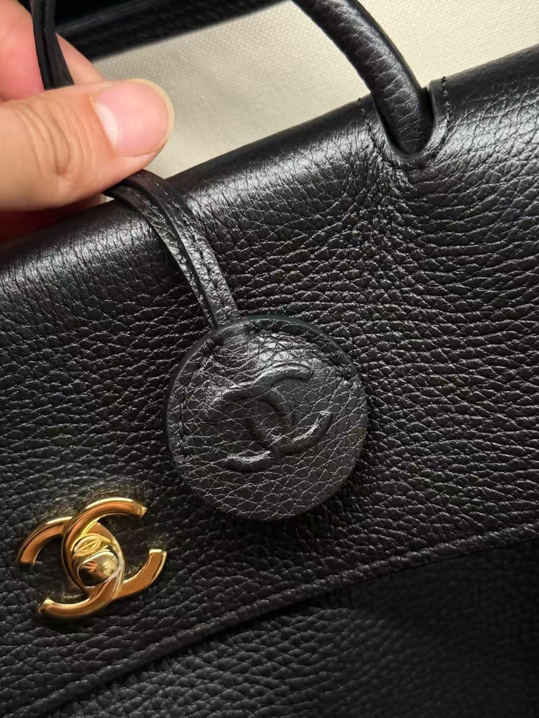 C*C 2026 Large Shopping Bag 42cm Black Grain Calfskin