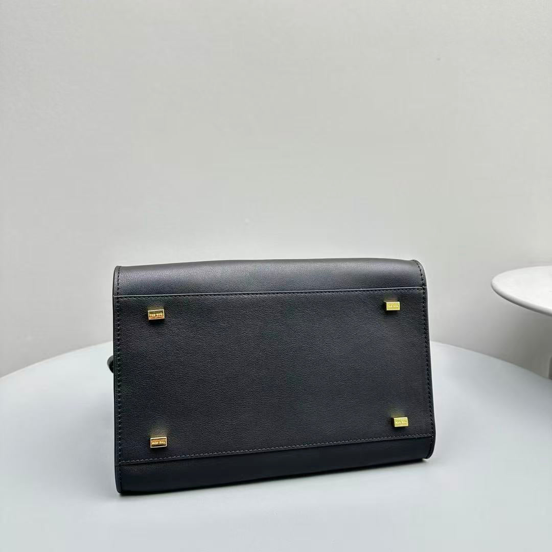 The R*w Margaux 26cm Black Calfskin With Gold Hardware