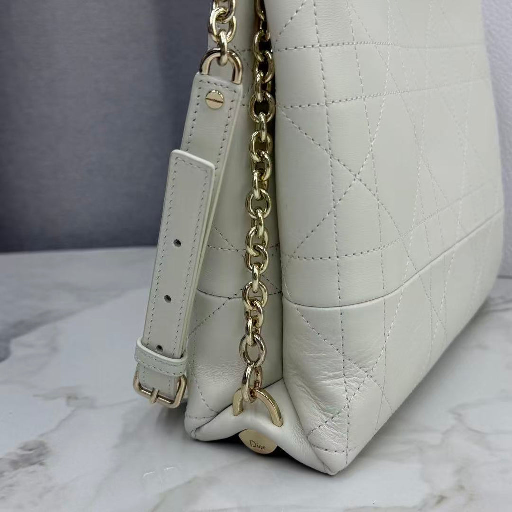 C*D 26s Trianon Bag with Chain White Lambskin