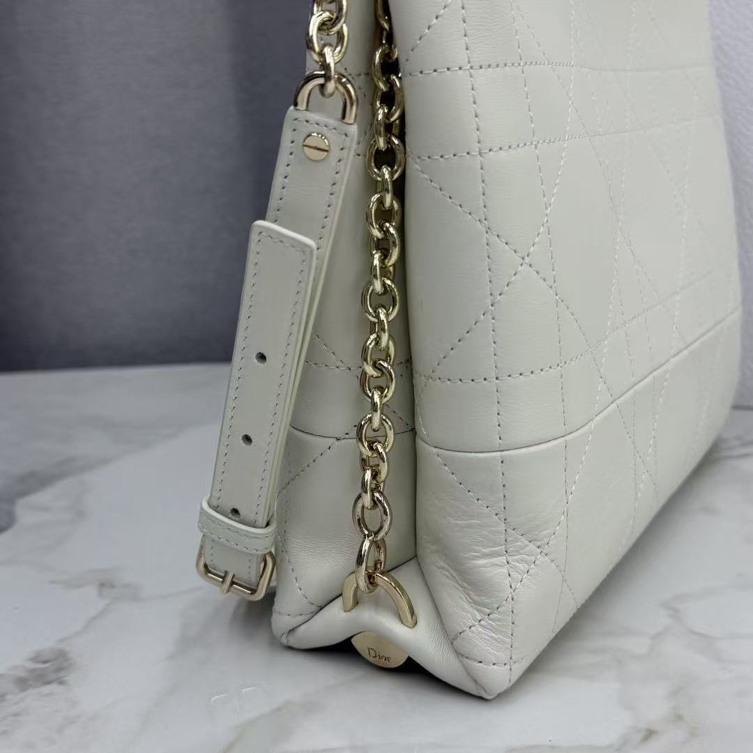 C*D 26s Trianon Bag with Chain White Lambskin