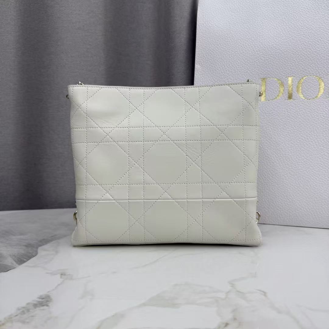 C*D 26s Trianon Bag with Chain White Lambskin