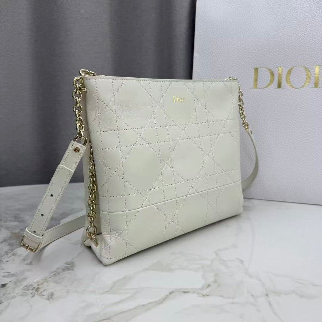C*D 26s Trianon Bag with Chain White Lambskin