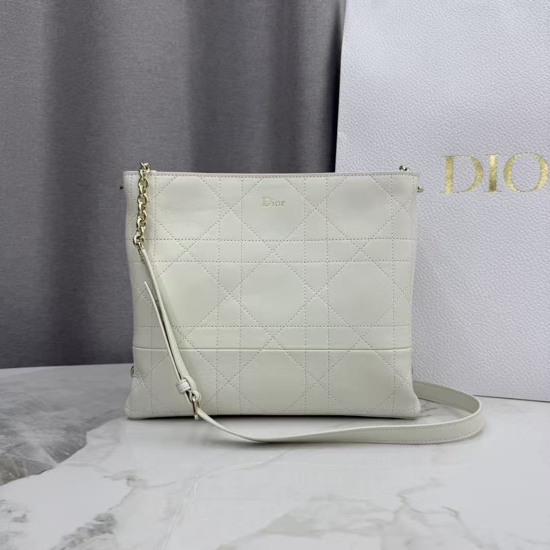 C*D 26s Trianon Bag with Chain White Lambskin