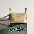B*ttega V*neta 2026 Mini Loop Camera Bag Beige Woven Lambskin Leather