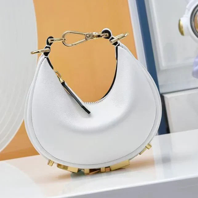 F*ndi 2026 Fendigraphy Bag White Calfskin With Gold-tone Metal
