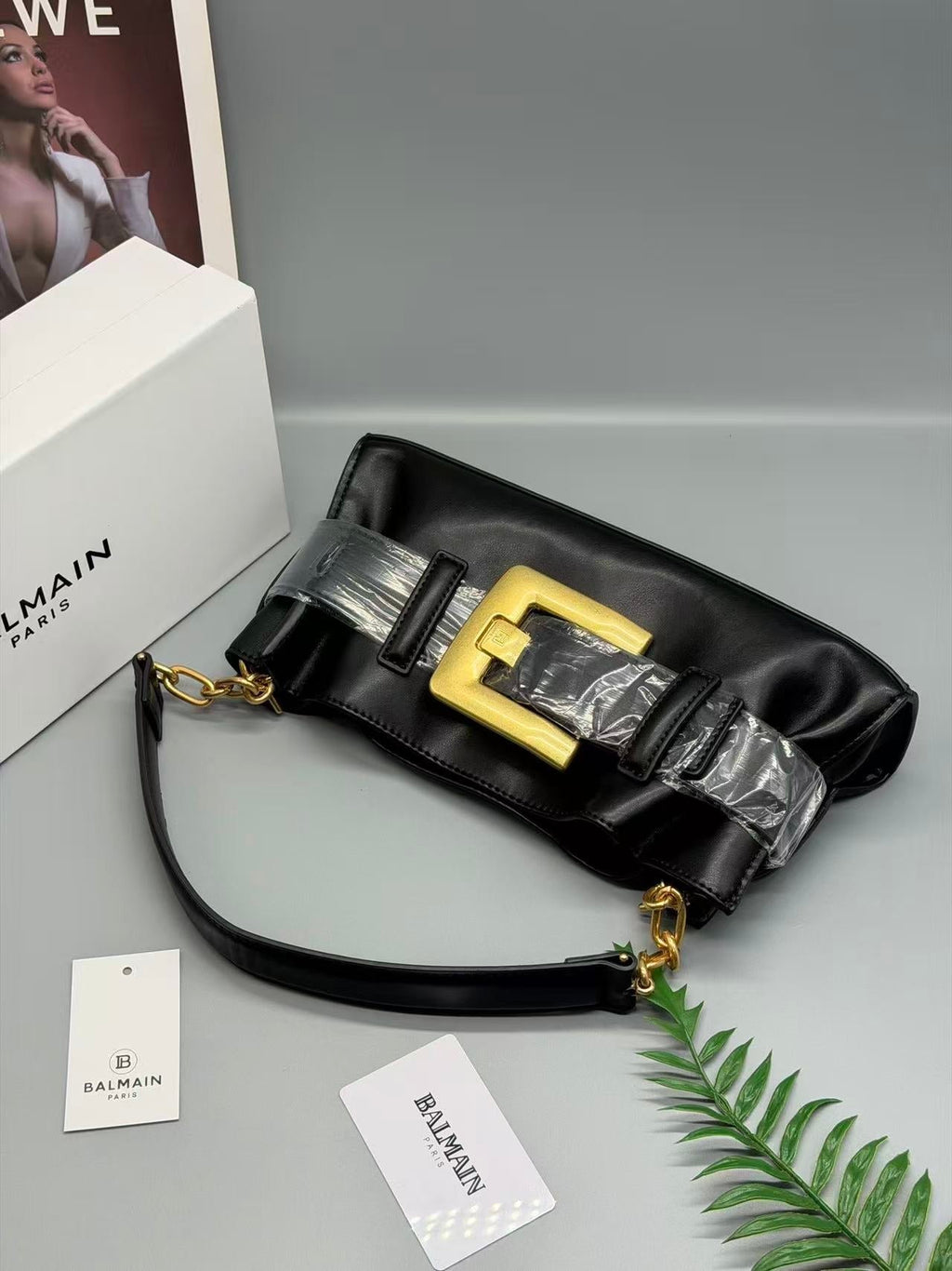 B*lmain Mini Anthem Shoulder Bag Black calfskin