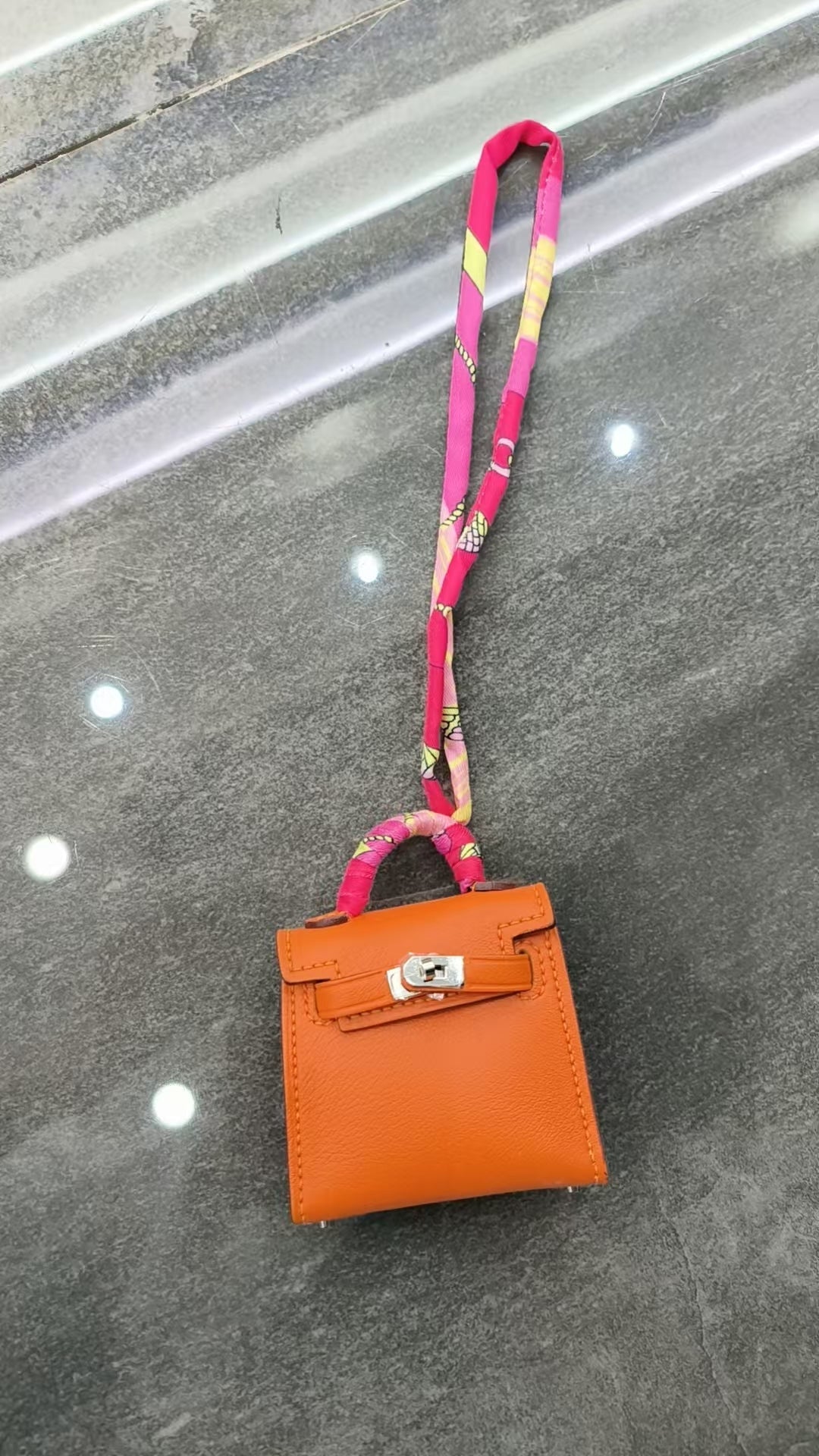 H*M Kelly Twilly Handbag Charm Cowhide Leather