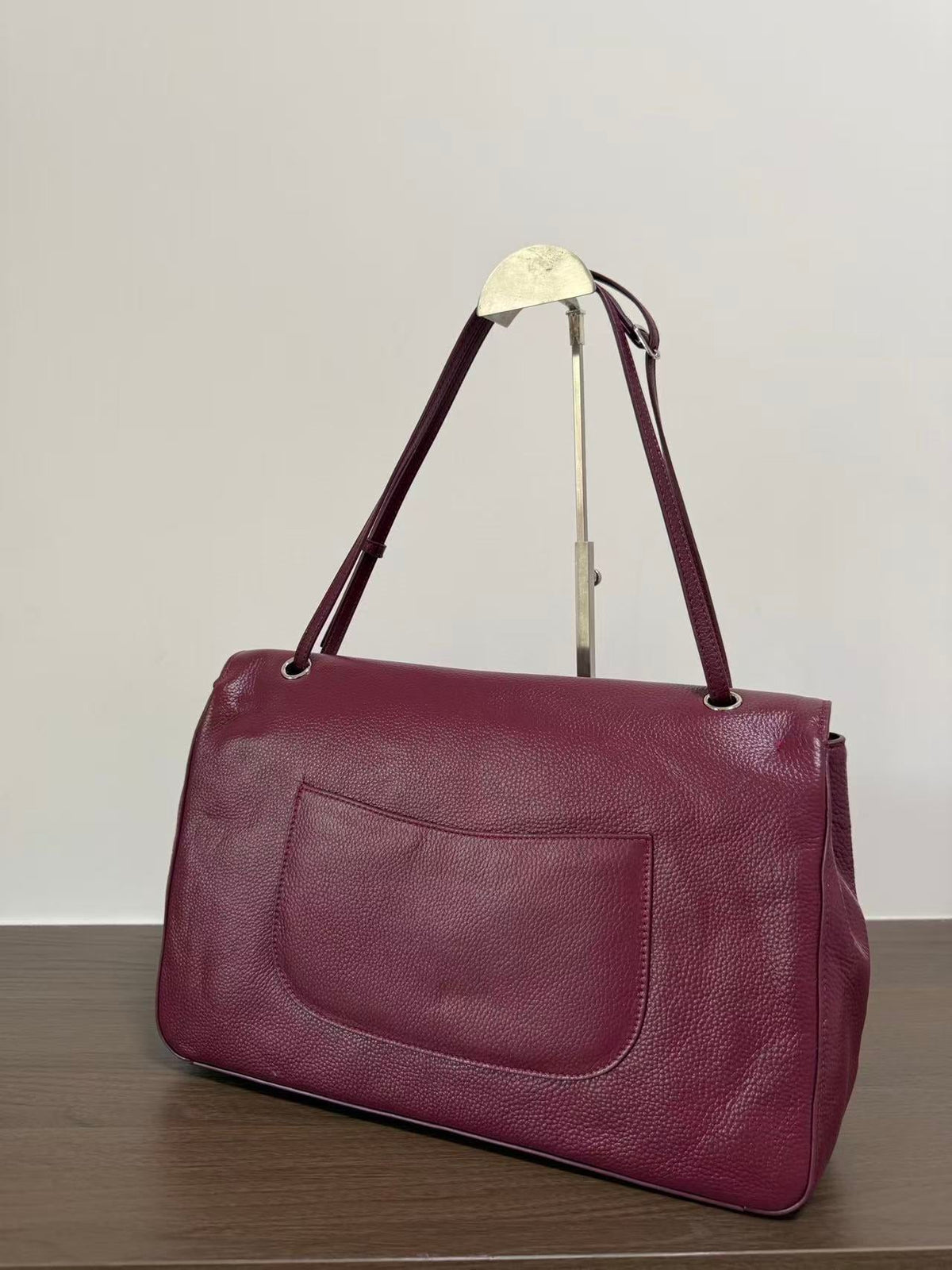 Ch*nel Classic Flap Bag 38.5cm Burgundy in Cowhide
