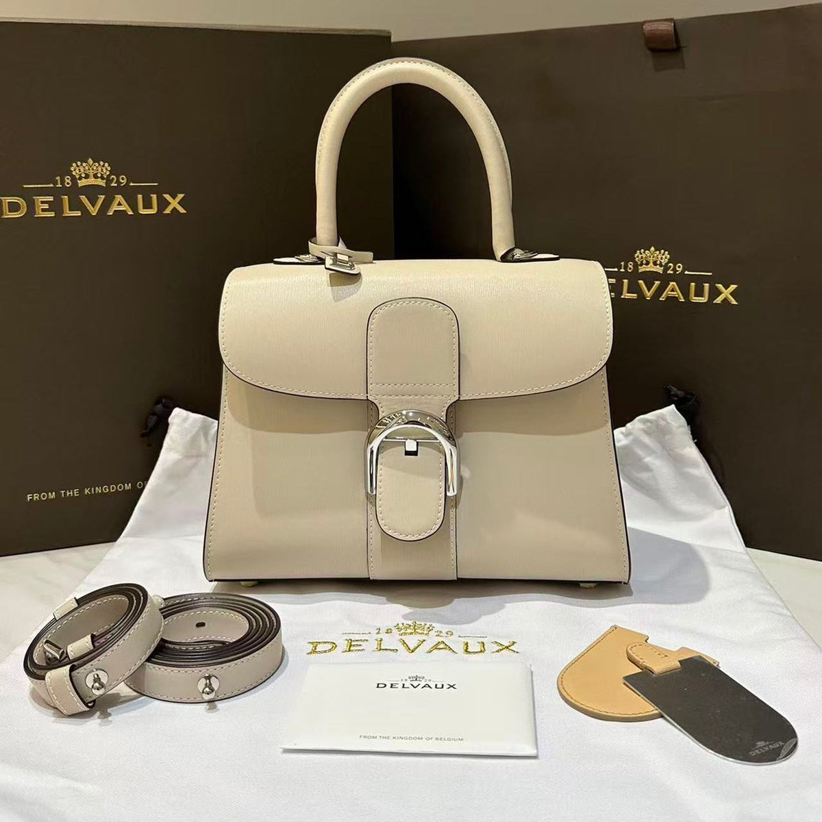 D*lvaux Brillant Mini 24cm Beige in Cowhide
