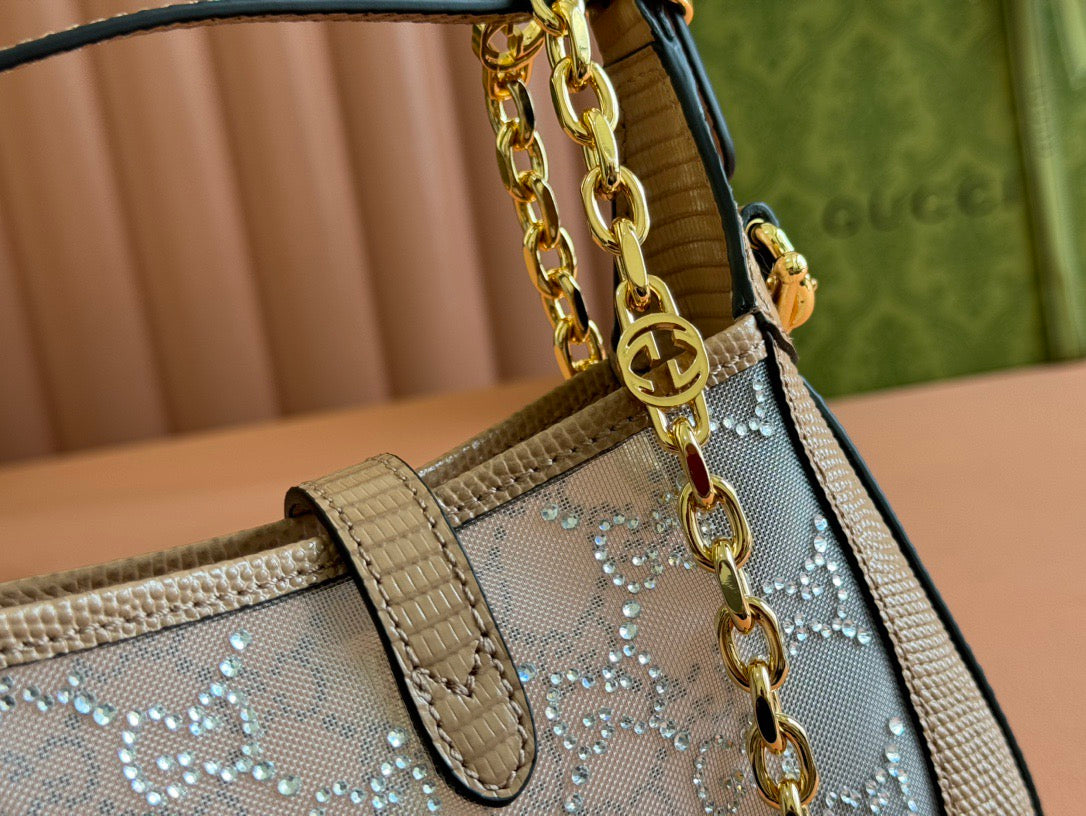 G*G Jackie Mini Crystal Bag Pink Lizard Leather