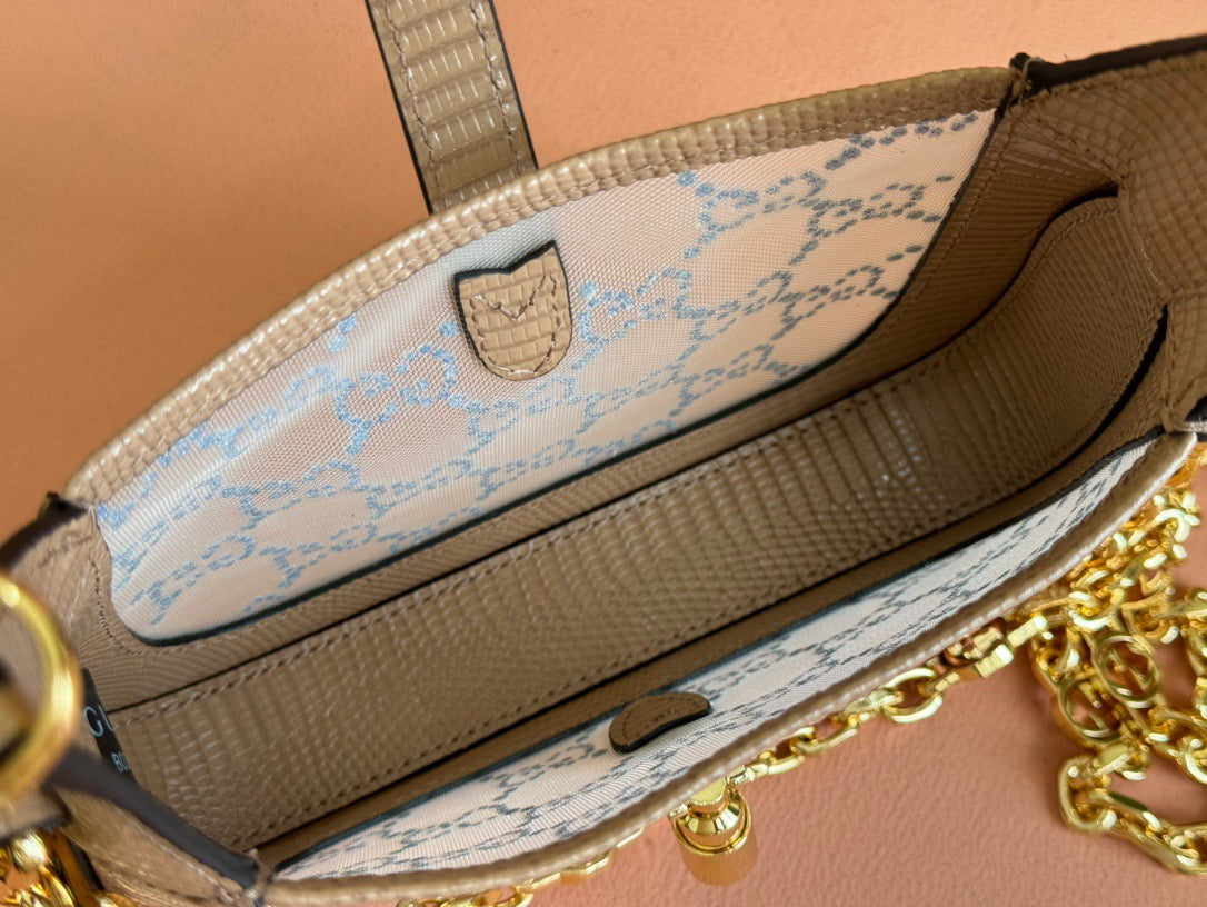 G*G Jackie Mini Crystal Bag Pink Lizard Leather