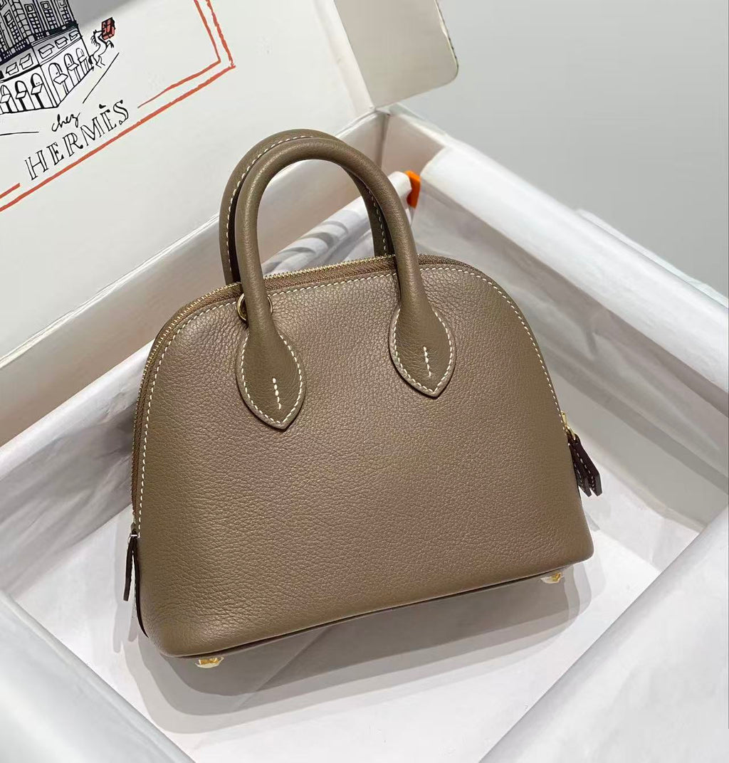 H*M Bolide Mini 18cm Etoupe Togo Leather Gold Hardware