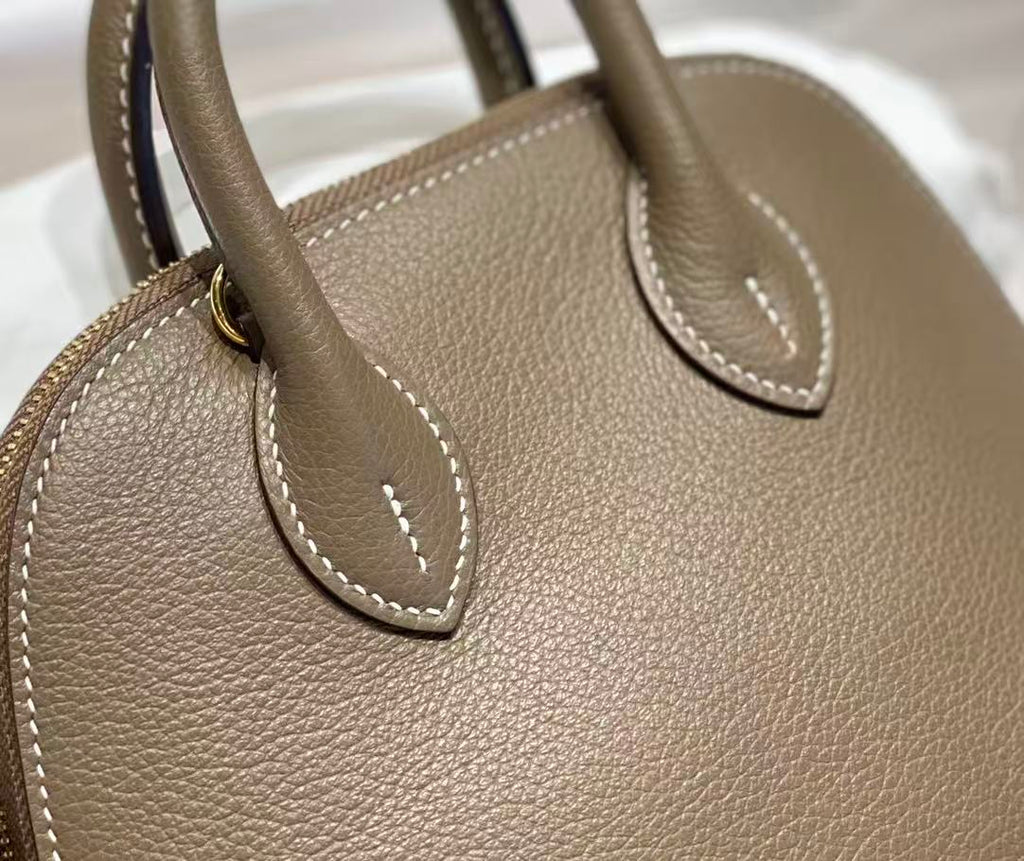 H*M Bolide Mini 18cm Etoupe Togo Leather Gold Hardware