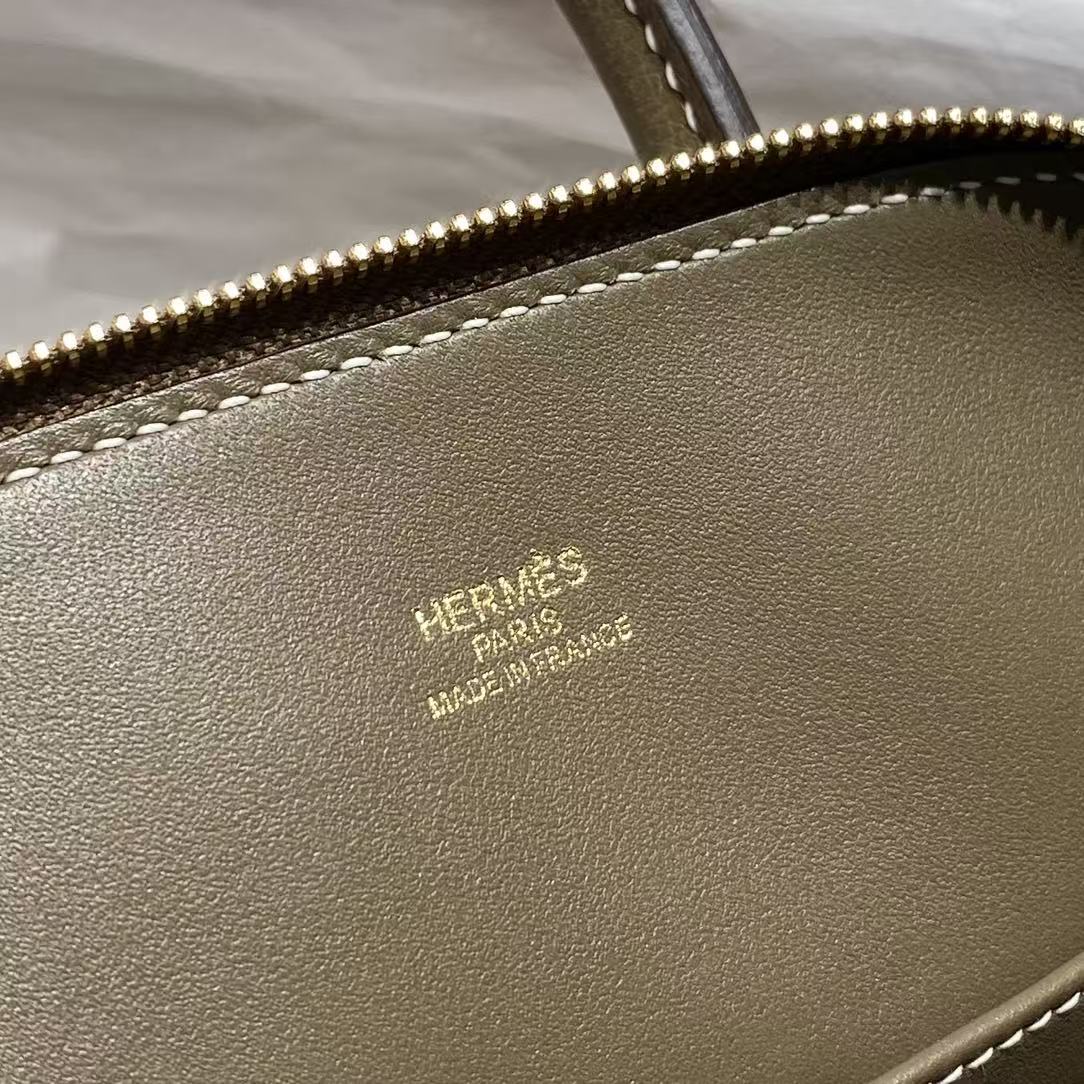 H*M Bolide Mini 18cm Etoupe Togo Leather Gold Hardware