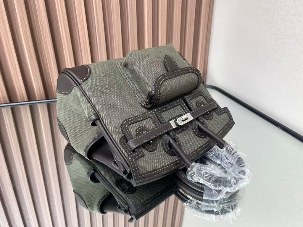 H*M Birkin 25 Cargo Olive Green Black Olive Green Black