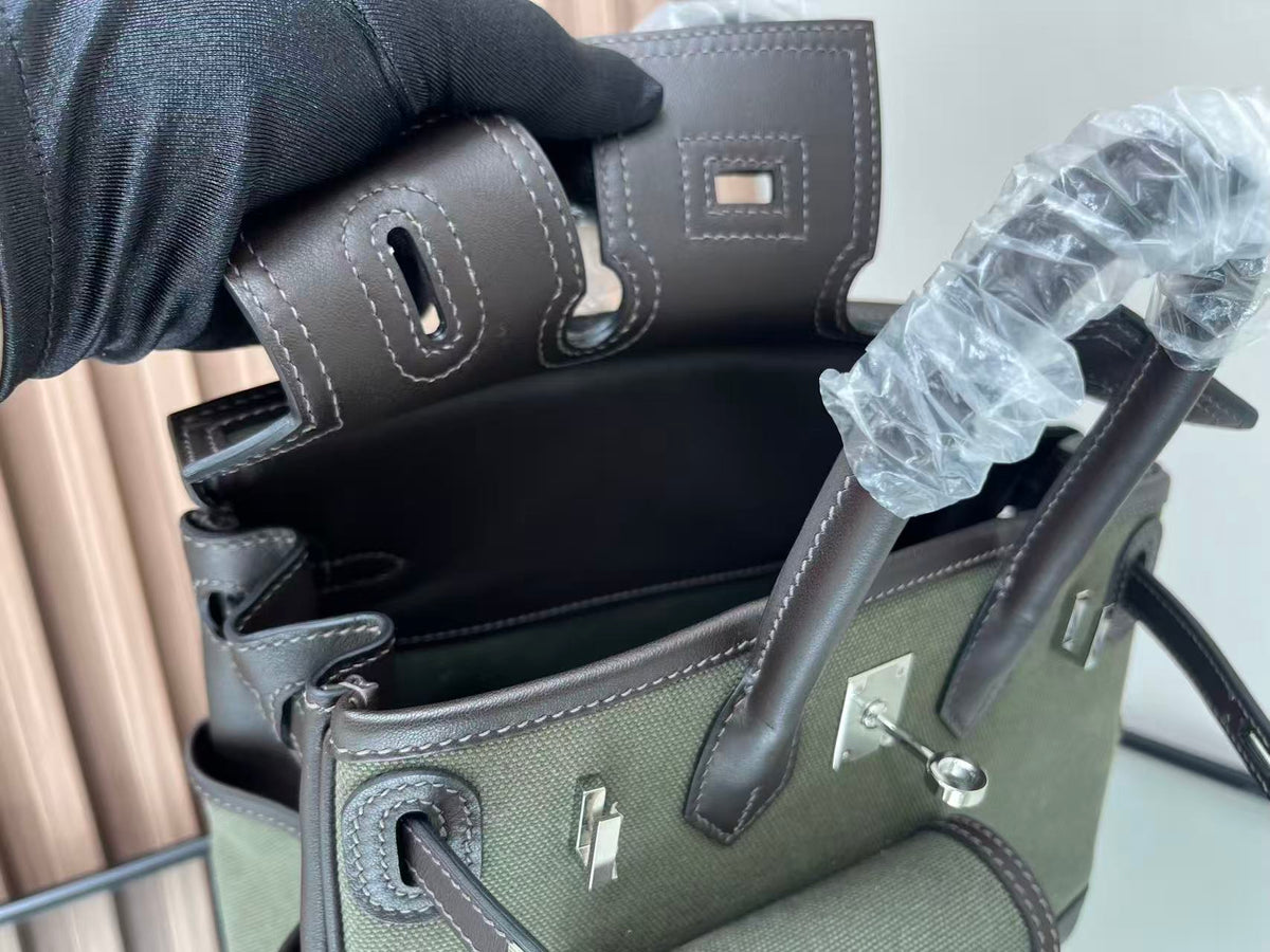 H*M Birkin 25 Cargo Olive Green Black Olive Green Black
