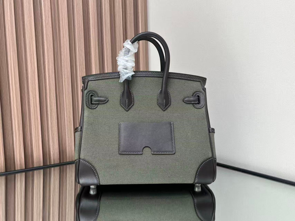 H*M Birkin 25 Cargo Olive Green Black Olive Green Black