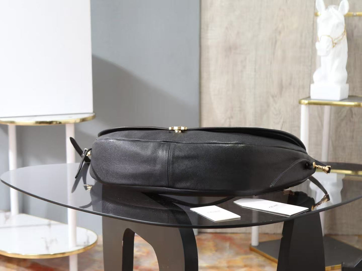 C*line Little Halfmoon Soft Triomphe Bag in Black Lambskin