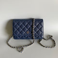 C*C WOC Fortune Bag Navy Blue Quilted Caviar Leather Sliver Hardware
