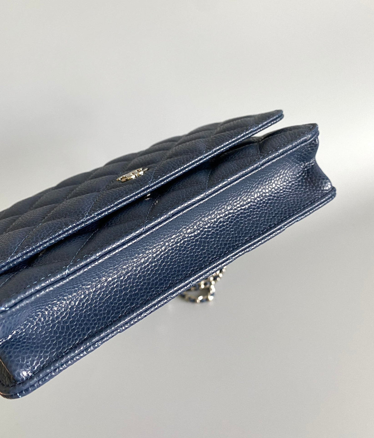 C*C WOC Fortune Bag Navy Blue Quilted Caviar Leather Sliver Hardware