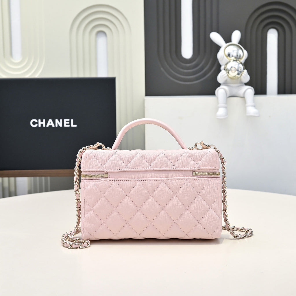 Ch*nel 2026 Vanity Bag 19cm Pink in Caviar and Cowhide Leather AP4385
