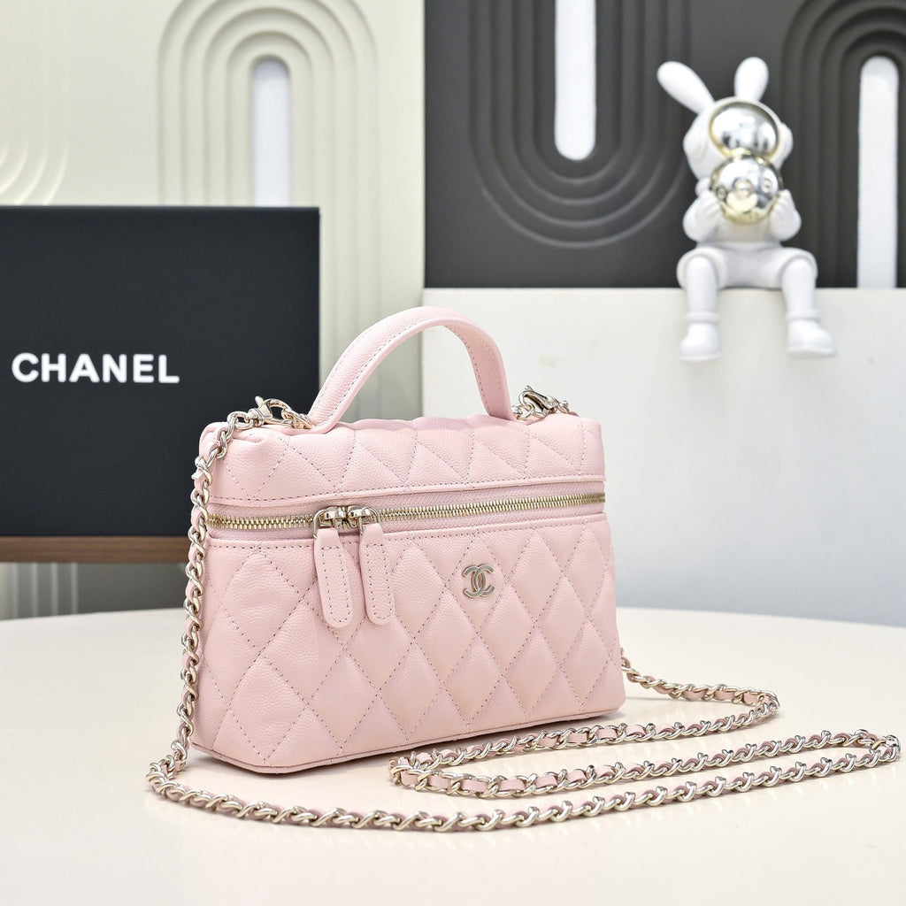 Ch*nel 2026 Vanity Bag 19cm Pink in Caviar and Cowhide Leather AP4385