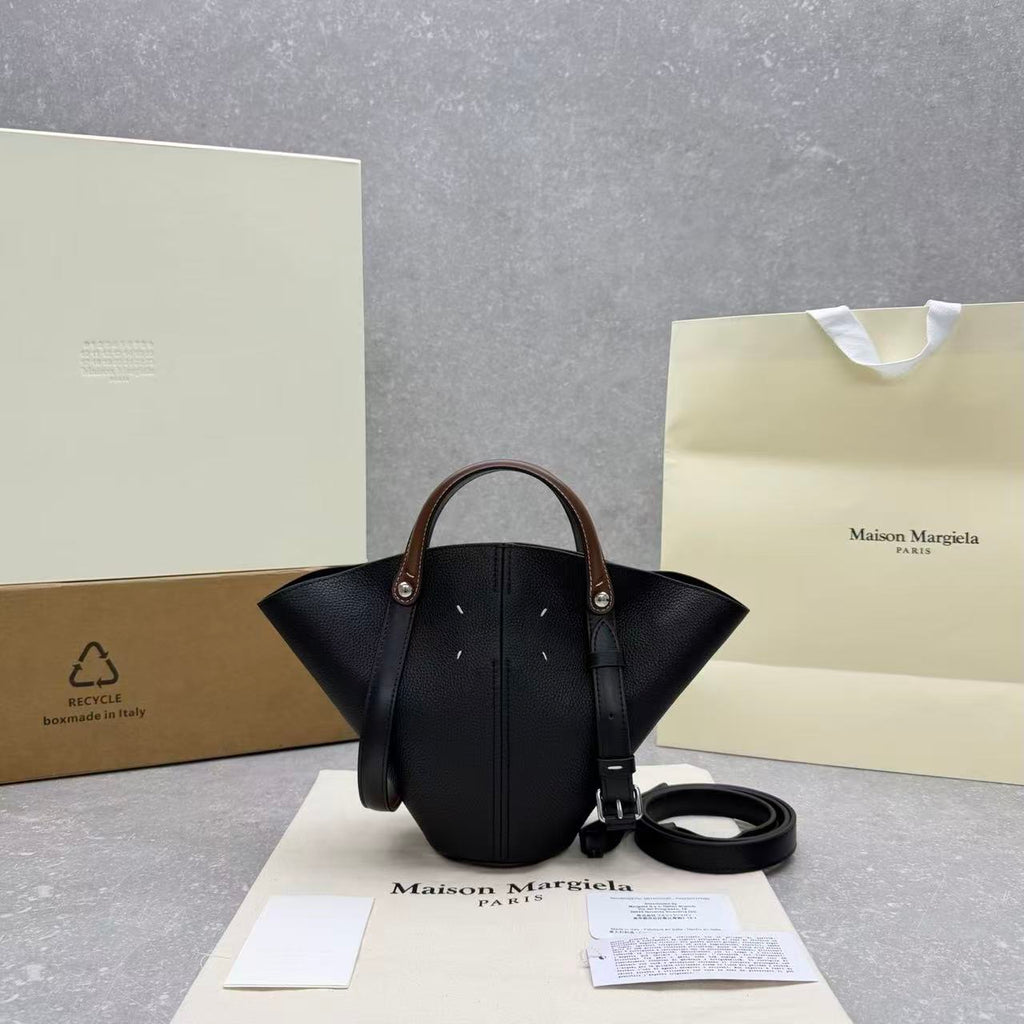 M*ison M*rgiela Dress-age Tote Bag 35 Black in Cowhide