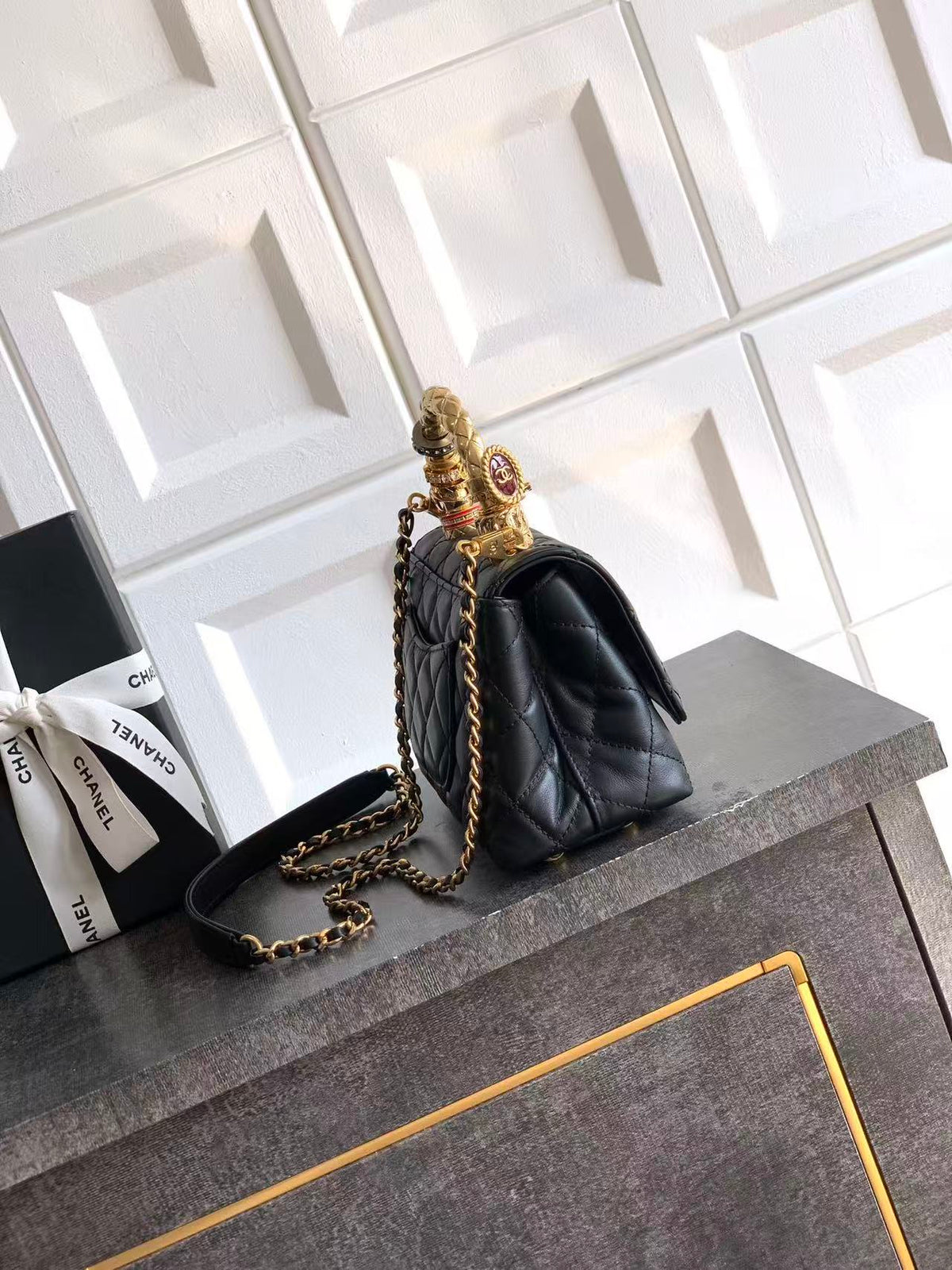 C*C Mini Coco Handbag 19cm Black Calfskin