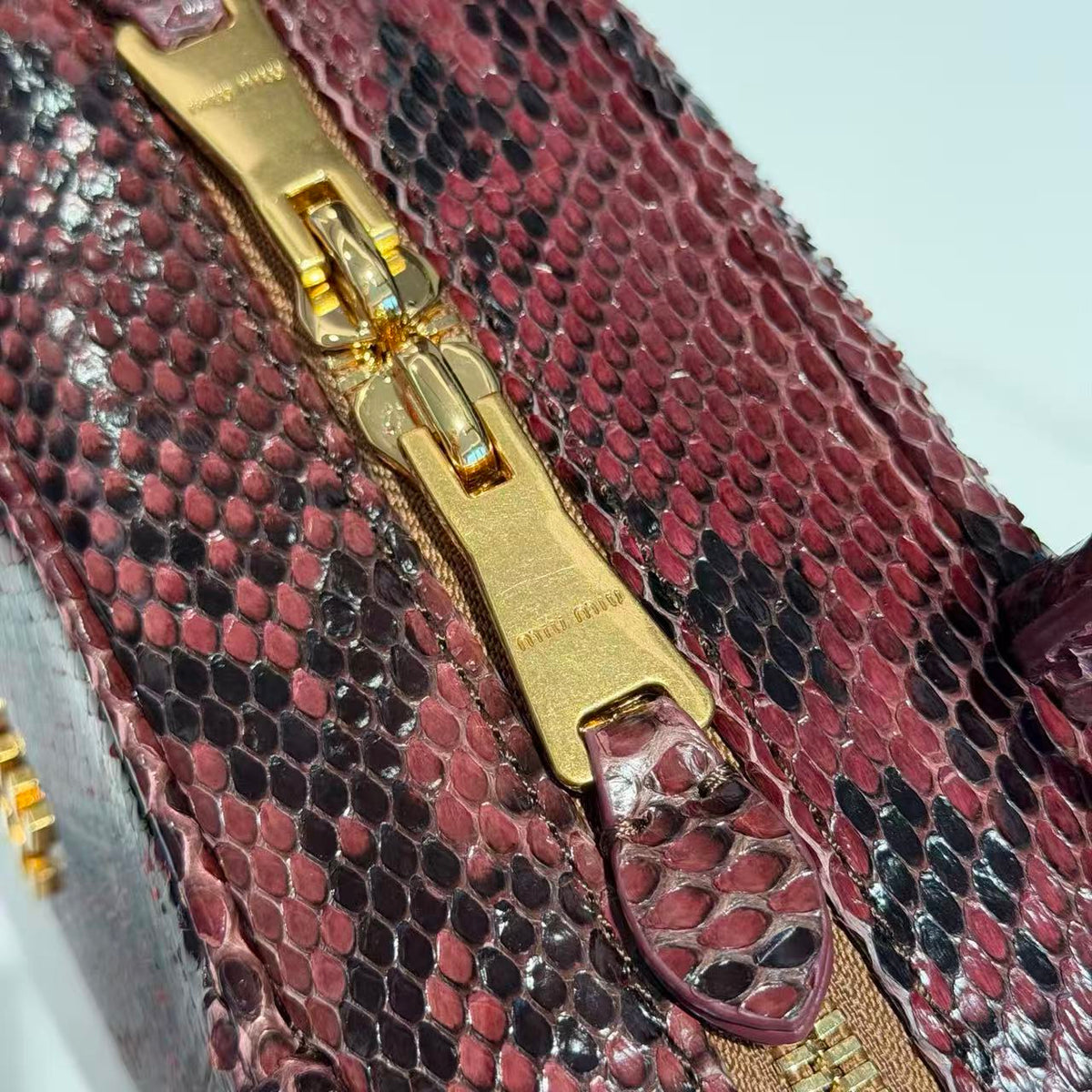 M*u Beau Bag 30cm Python-Printed Ayers Leather