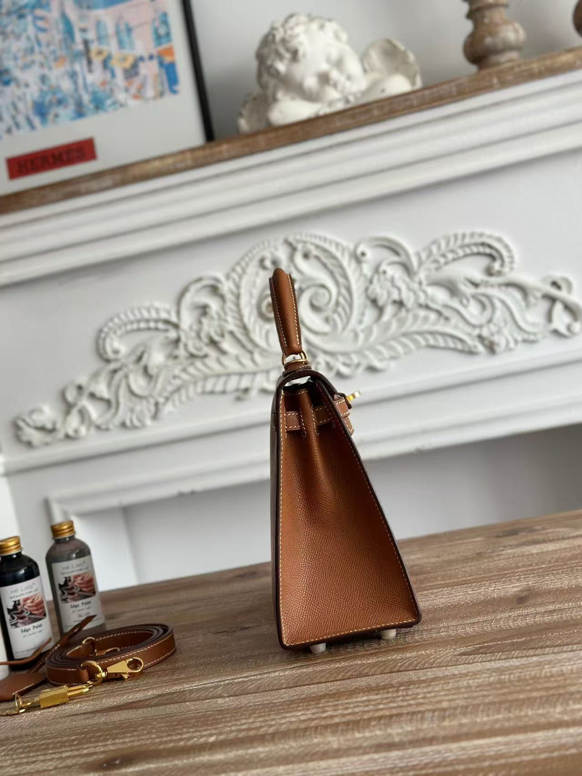 H*M Kelly 25cm Bag Brown Epsom Leather Ghw