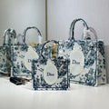 C*D Book Tote Strap Toile De Jouy Floral Garden Canvas