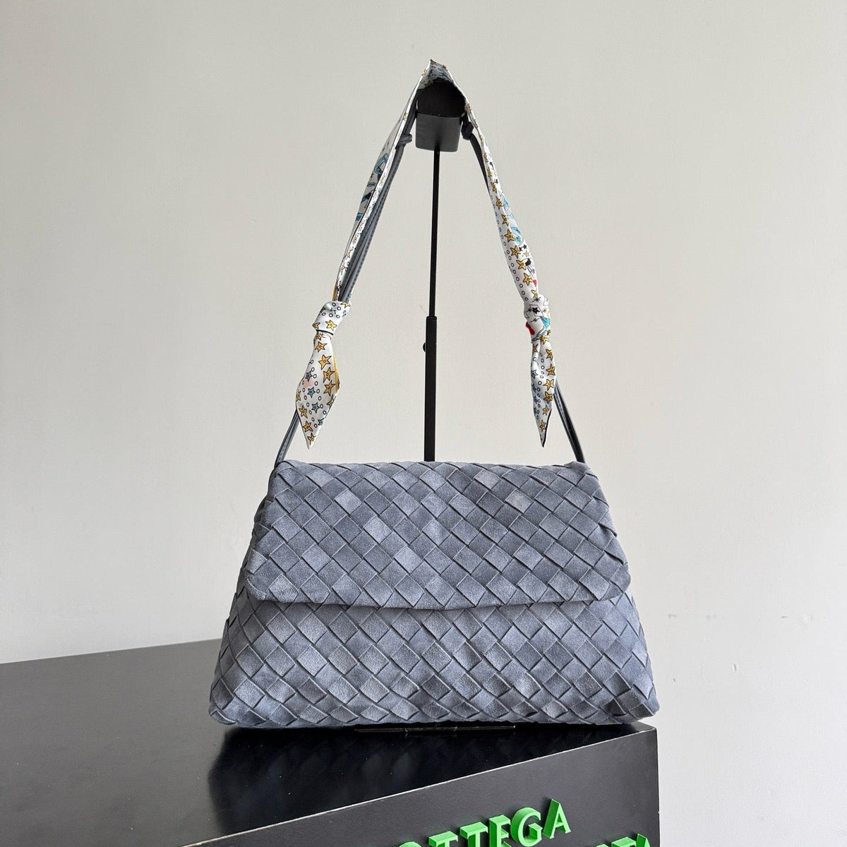 B*V Giorno Bag Cloudy Indigo Intrecciato Suede